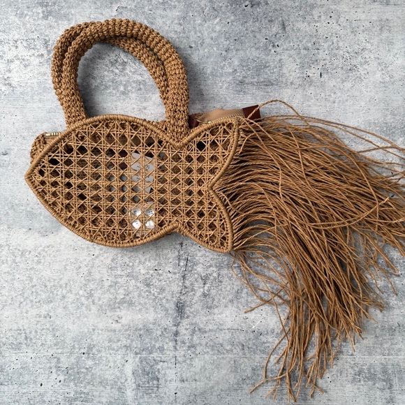 J.Crew Handknotted Raffia Fish Bag - Picture 1 of 5